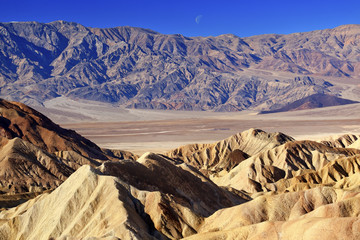 Moon Over Zabruski Point Death Valley National Park California