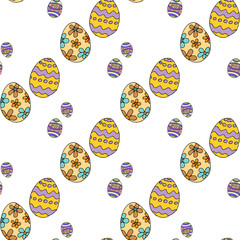 Seamless pattern with easter eggs in doodle style