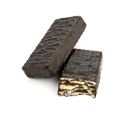 Chocolate candies isolated on white background.