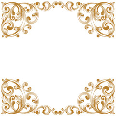 Golden vintage border frame engraving with retro ornament pattern in antique baroque style decorative design. Vector.