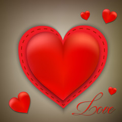 Red valentine heart. Love concept. Vector illustration