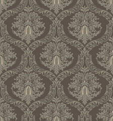 Vector Vintage Baroque Damask pattern background. Luxury Classic floral ornament. Royal Victorian texture for wallpapers, textile, fabric. Caramel color