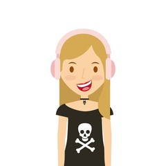 cartoon young girl smiling and wearing casual clothes over white background. colorful design. vector illustration