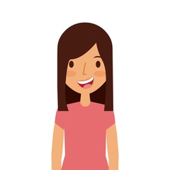 cartoon young girl smiling and wearing casual clothes over white background. colorful design. vector illustration