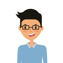 cartoon young man smiling and wearing casual clothes over white background. colorful design. vector illustration