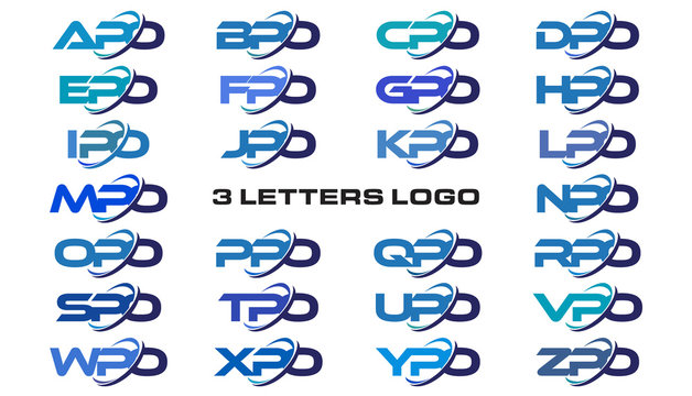 3 letters modern generic swoosh logo APO, BPO, CPO, DPO, EPO, FPO, GPO, HPO, IPO, JPO, KPO, LPO, MPO, NPO, OPO, PPO, QPO, RPO, SPO, TPO, UPO, VPO, WPO, XPO, YPO, ZPO