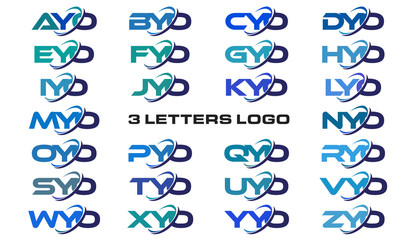 3 letters modern generic swoosh logo AYO, BYO, CYO, DYO, EYO, FYO, GYO, HYO, IYO, JYO, KYO, LYO, MYO, NYO, OYO, PYO, QYO, RYO, SYO, TYO, UYO, VYO, WYO, XYO, YYO, ZYO