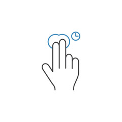 2 Finger Press and Hold line icon, touch & hand gestures, vector