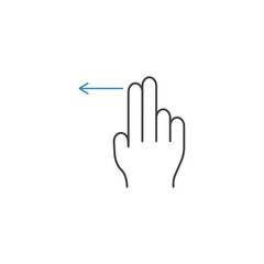 2 Finger swipe left line icon, touch & hand gestures, vector gra