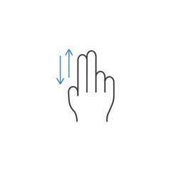 2 Finger up and down line icon, touch & hand gestures, vector gr