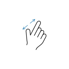 2 Finger zoom in line icon, touch & hand gestures, vector graphi