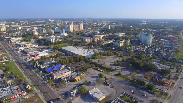 Aerial video footage of International Drive in South Orlando