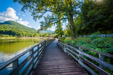 Boardwalk along Lake Lure, in Lake Lure, North Carolina.