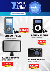 Vector poster or a flyer layout with products and with big sale in editable format