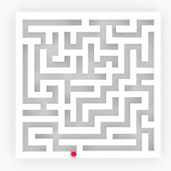 3d rendering of  white labyrinth with red ball