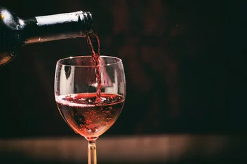 Fotobehang Wijn Red wine glass and bottle
