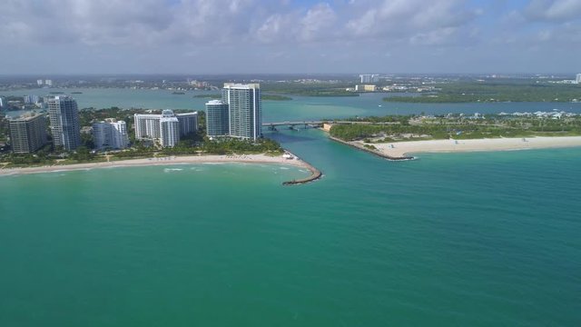 Aerial video of the Haulover inlet Miami FL