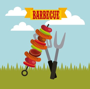 sweker with grilled food icon over background. barbecue grill concept. colorful design. vector illustration
