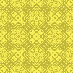 Yellow Ornamental Seamless Line Pattern. Endless Texture. Oriental Geometric Ornament