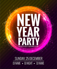New year party and Christmas party poster template design. Disco night banner flyer. New year Holiday celebration invitation