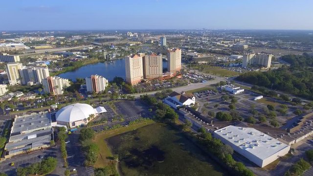 Aerial video footage of International Drive in South Orlando