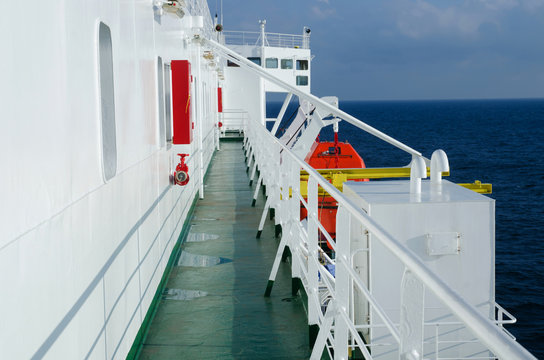 On the deck of passenger ferryboat