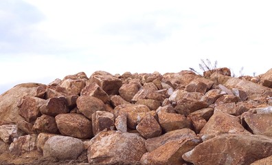 Piles of rocks were stacked