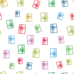 Seamless pattern with gift boxes. Vector background. 