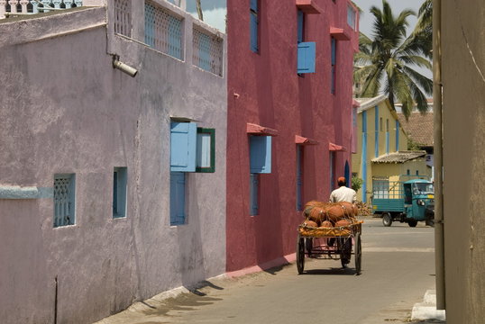 Residential street in the new town of Nani Daman, Daman, Gujarat 