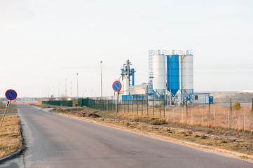 Modern industrial building over blue sky