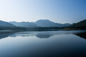 Fototapeta na wymiar Reserved water at Hui Lan irrigation dam