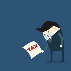businessman tax payment deduction problem. Business Concept vector Illustration.