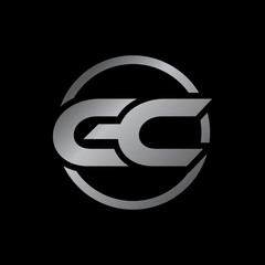 initial letter logo with circle silver color GC