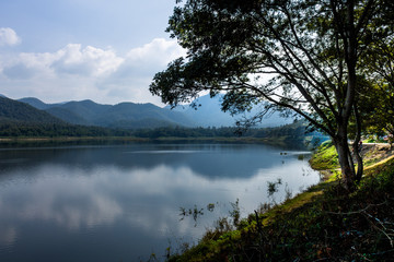 Fototapeta na wymiar Reserved water at Hui Lan irrigation dam