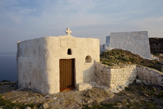 Small medieval monastery, Skiros village, Sporades Islands, Greek Islands, Greece