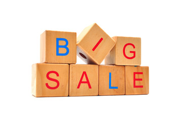 Big sale - text in wooden cubes, business shopping concept words