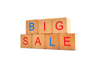 Big sale - text in wooden cubes, business shopping concept words