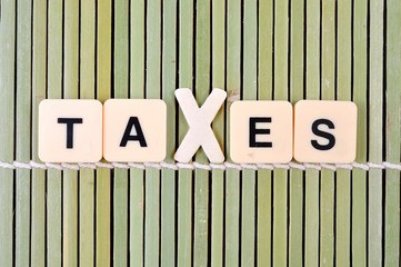 Alphabet TAXES on bamboo rolling mat