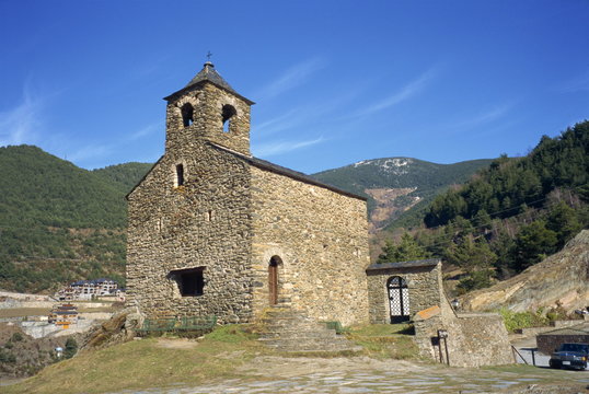 The small stone Sant Cristofol church at Anyos in Andorra