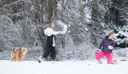 Fototapeta na wymiar white winter snowball fight