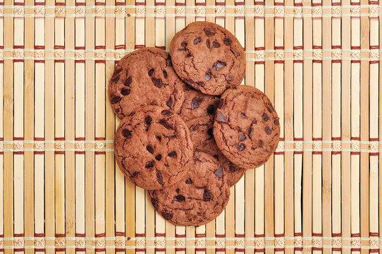 Chocolate Chip Cookie on bamboo mat