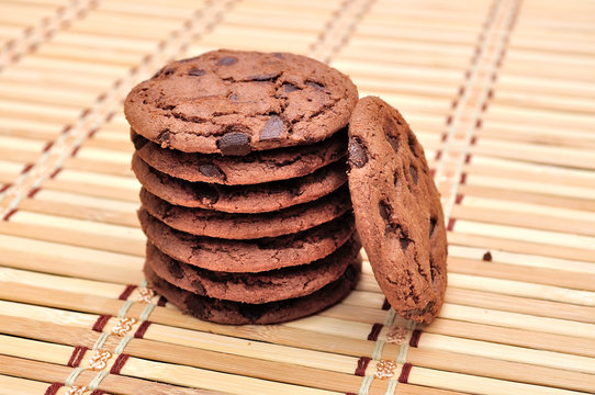 Chocolate Chip Cookie on bamboo mat