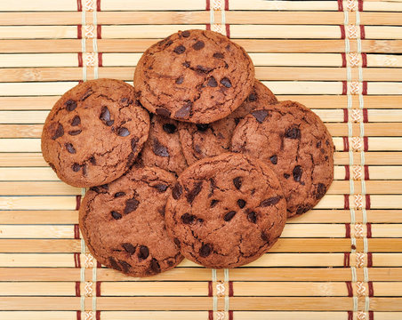 Chocolate Chip Cookie on bamboo mat