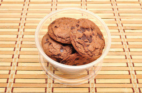 Chocolate Chip Cookie on bamboo mat