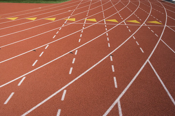 Closeup of lane marks on running track