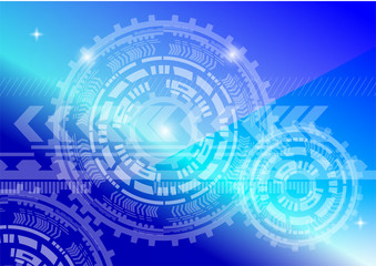 Engineering Gear Wheel Circle Concept Blue Backgrounds Vector design