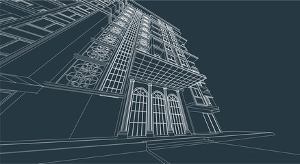 architecture abstract, 3d illustration, vector