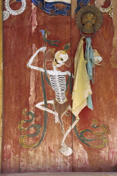 Tantric painting on doors at Tongren Monastery, Qinghai, China