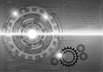 Engineering Gear Wheel Circle Concept gray Backgrounds Vector