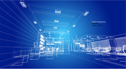 Interior architecture abstract, 3d illustration, vector